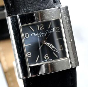 1円 スタート ChristianDior クリスチャン ディオール リバ スクエア 腕時計 クォーツ シルバー 稼働品 1スタ ブランド