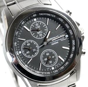 1円 スタート 逆輸入 SEIKO セイコー 100m クロノグラフ メンズ ブラック 腕時計 クォーツ 稼働品 men's wacth 1スタ