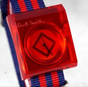 1円 スタート 激レア Paul Smith ポールスミス アクリル レッド メンズ 腕時計 クォーツ 稼働品 1スタ men's wacth