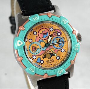 1円 スタート CASIO カシオ vintage wacth トリプルカレンダー ヴィンテージ ダイバー メンズ 腕時計 クォーツ 稼働品 1スタ