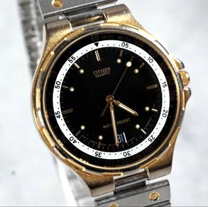 1円 スタート CITIZEN シチズン 稼働品 vintage antique wacth コンビ デイト ラウンド メンズ 腕時計 クォーツ 1スタ