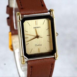 1円 スタート 稼働品 SEIKO セイコー ドルチェ レクタンギュラー メンズ 腕時計 クォーツ vintage antique wacth 1スタ
