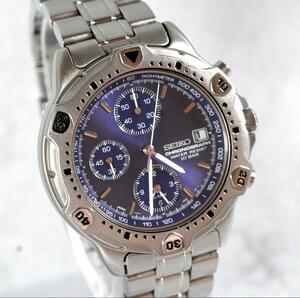 1円 スタート 美品 SEIKO セイコー 稼働品 クロノグラフ アラーム ラウンド メンズ 腕時計 クォーツ vintage wacth 1スタ