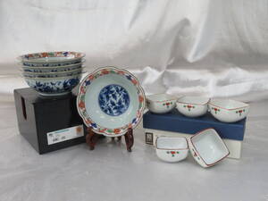【陶器】 翆泉 染錦輪花 小鉢 鉢 5客 / 南風窯 小付鉢揃え 鉢 5客 和食器 保管品