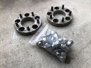 ワイドトレッドスペーサー 2枚 25mm厚 5H PCD114.3ネジピッチ1.5 トヨタなど トヨタ純正平座ホイールナット20個付属