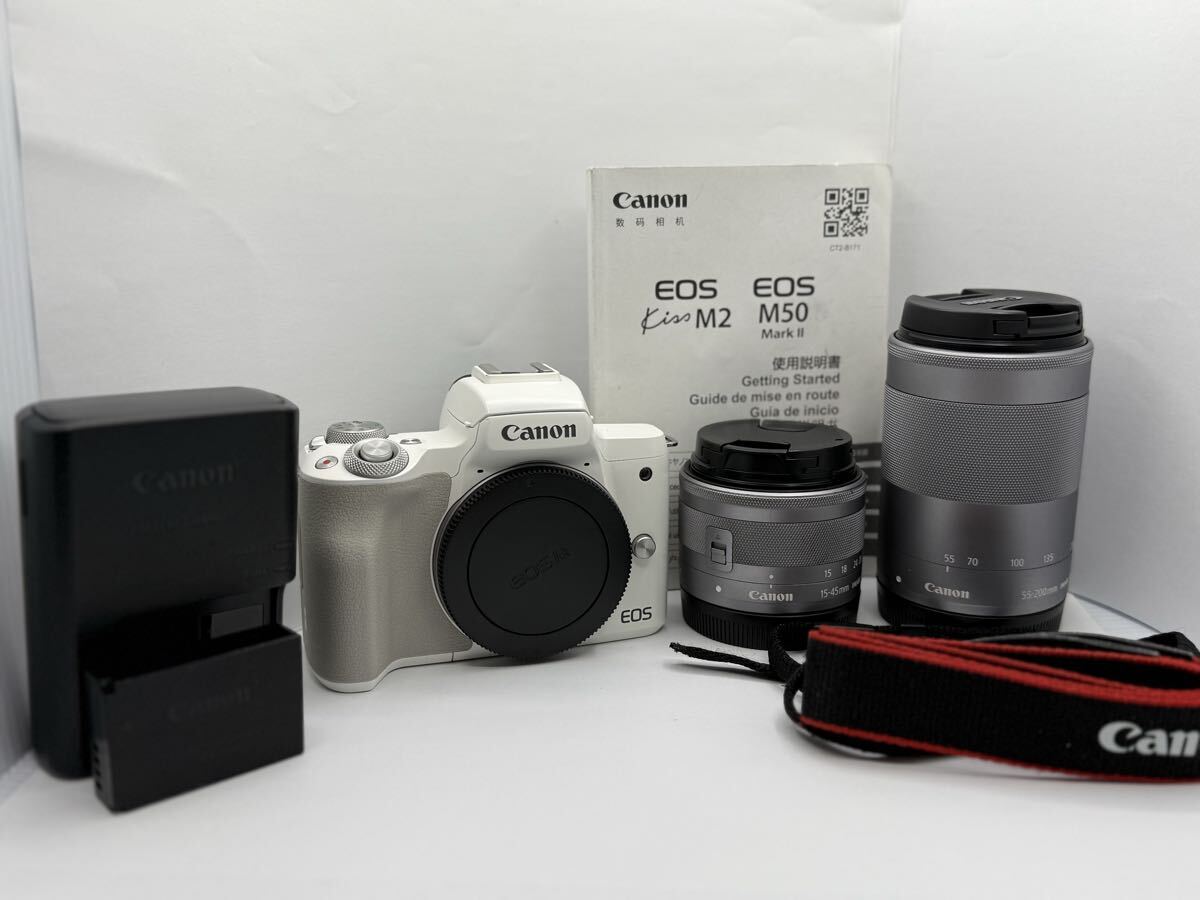 Canon EOS Kiss M ホワイト レンズ2本付　ジャンク レンタル] CANON EOS Kiss M2 ダブルズームキット ミラーレス
