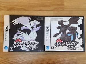 053-Q59) 中古品 DSソフト ポケットモンスター 2点セット ブラック ホワイト Nintendo DS 動作OK ケース付