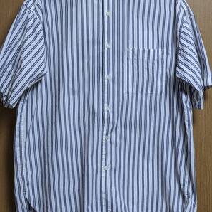 ★ NIKO AND... コットン バンドカラー ストライプ 半袖シャツ 白系×青系 サイズ4 ニコアンド LL相当★