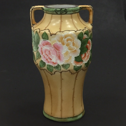 【希少】オールドニッポン 21.0㎝ 盛上げ花瓶 一陳盛り 花器 花瓶 希少】オールドニッポン 緑地藤紋一陳盛り花瓶 アールヌーボー