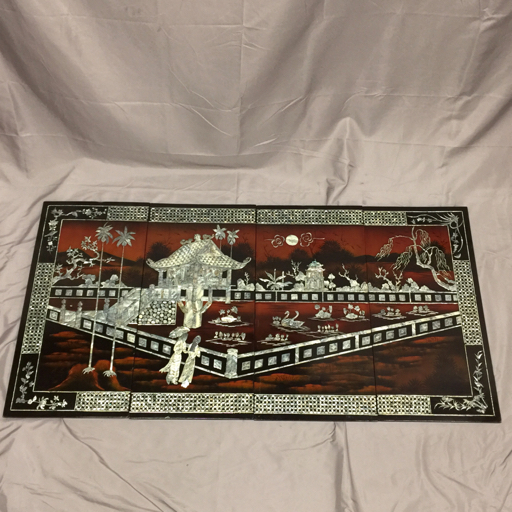 中国螺鈿絵　アンティーク　4枚組　壁掛け 中国螺鈿絵 アンティーク 4枚組 壁掛け 2025年最新】中国 螺鈿の