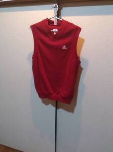 *M#adidas/ Adidas Golf #V шея лучший # красный серия #used* бесплатная доставка *