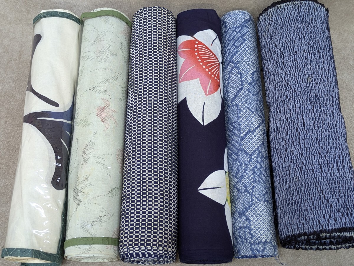 ★訳あり！木綿 浴衣 反物8本セット まとめ売り ☆訳あり！木綿 浴衣 反物8本セット まとめ売り