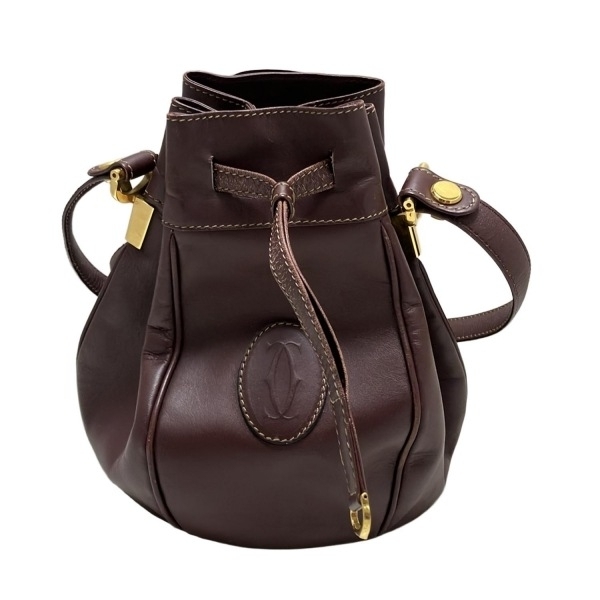 極美品 カルティエ マストライン ショルダーバッグ 裏地総柄 男女兼用 レザー MUST DE CARTIER カルティエ ショルダーバッグ マストライン