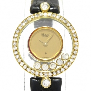 Chopard Happy Diamonds часы Happy Diamonds 20/3926 (20-3926) дамы K18YG/кожаный ремешок/бриллиантовый безель/5P движущихся бриллиантов золото