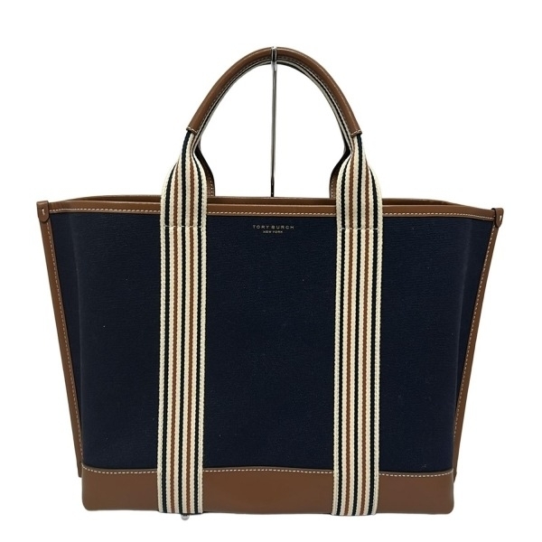 新品同様　トリーバーチ　トートバッグ 肩掛け　ネイビー　レザー トリーバーチ ナイロンパテントレザー ネイビー 紺色 トート
