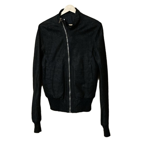 本物 ランウェイ リックオウエンス リブ切替 レザージャケット 黒 40 rick owens黒 レザージャケット 40