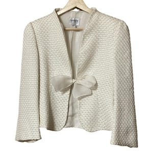 ARMANI COLLEZIONI ARMANICOLLEZIONI размер 40 M - белый и бежевый женский пиджак с длинными рукавами/ламе/осень/весна