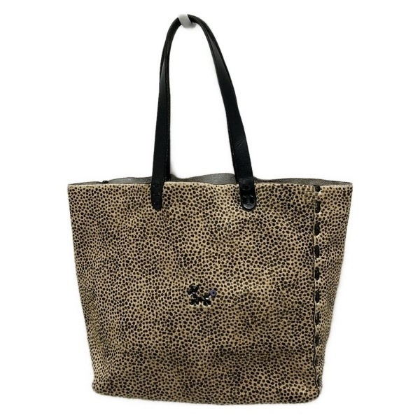 希少 アンリークイール★HENRY CUIR★ハンドバッグ アンリークイール HENRY CUIR 犬刺繍 レザー トートバッグ