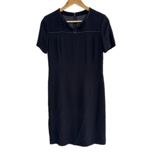 クレージュ COURREGES サイズ11AR M - 黒 レディース クルーネック/半袖/ひざ丈/肩パッド 美品 ワンピース