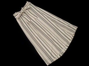 KUMIKYOKU Kumikyoku Юбка-трапеция в полоску A-line с ленточным поясом размер3/бежевый x черный ■■ ☆ fja1 Женская