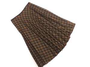 KUMIKYOKU Kumikyoku 100% шерсть клетка плиссированная юбка размер2/коричневый ◇■ fja6 Дамы