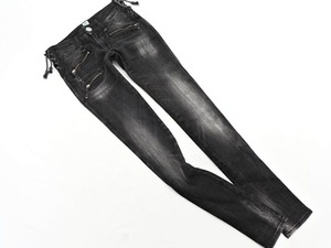 REPLAY REPLAY Боковая шнуровка USED обработанные зауженные джинсовые брюки размер 24/черный ■■ ☆ fjc8 Женщины