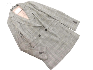 INED шерсть смесь проверить куртка размер9/черный и белый ◇■ fjd1 Дамы