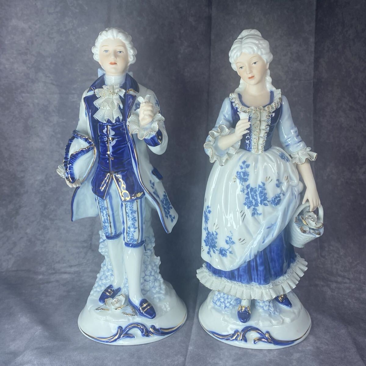 Demain ドマン アンティーク オルゴール Amazon | Demain ドマン オルゴール ブルー小花のお人形