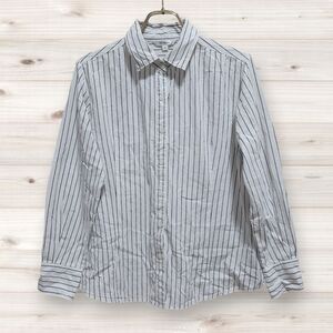 C1345 オンラブオフ ON LOVE OFF 長袖シャツ (L) 白 ストライプ 総柄 レギュラーカラー