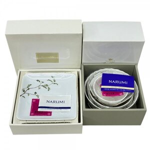 未使用 ナルミ NARUMI ボーンチャイナ 入れ子ボールセット 3客 ファインチャイナ 里花暦 スクエアプレートセット 5客 食器 角皿 保管品