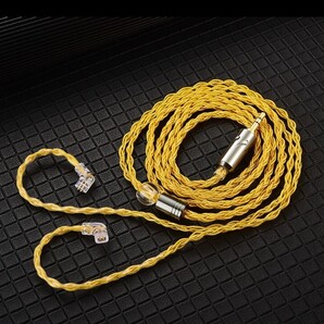 【送料込】イヤホンケーブル QKZ-T1 ゴールド 無酸素銅コア銀メッキ プラグ3.5mm金メッキ0.75mm 2PIN:qdcタイプ リケーブル