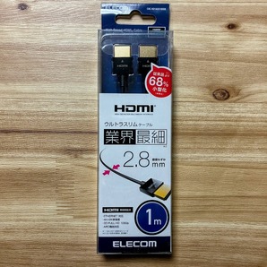 エレコム HDMIケーブル 直径約2.8mm イーサネット対応HIGHSPEED 1m 最大4K/30Hz 100Mbps ウルトラスリムタイプ 金メッキプラグ採用 094