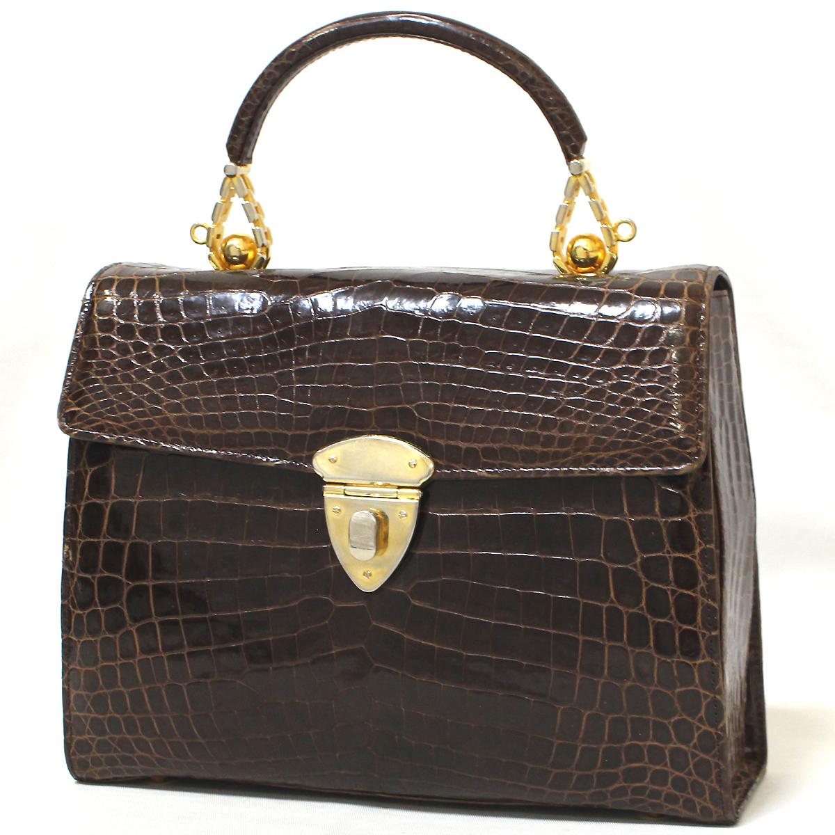 定価70万　極美品　希少　JRA リアルクロコ　ハンドバッグ　メタリックレッド 希少価値！美しい高級JRA日本製オーストリッチハンドバッグ本革