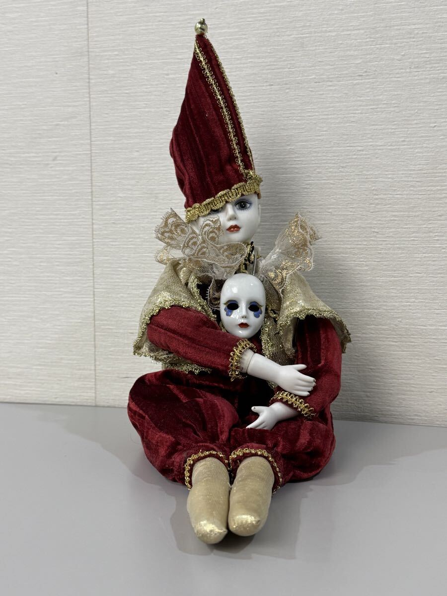 昭和の名品！新品、セラミックのお顔のピエロ、オルゴール人形 昭和の名品！新品、セラミックのお顔のピエロ、オルゴール人形