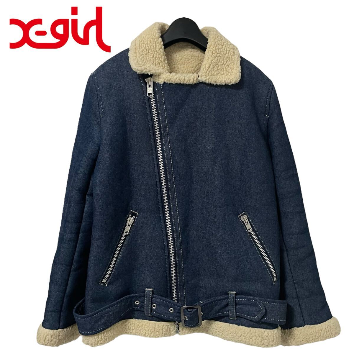 A2568/定番 訳有り 秋冬X-GIRL DIAPLEX中綿 ジップアップ フード付き パーカー ブルゾン ジャケット 2 緑/レディース