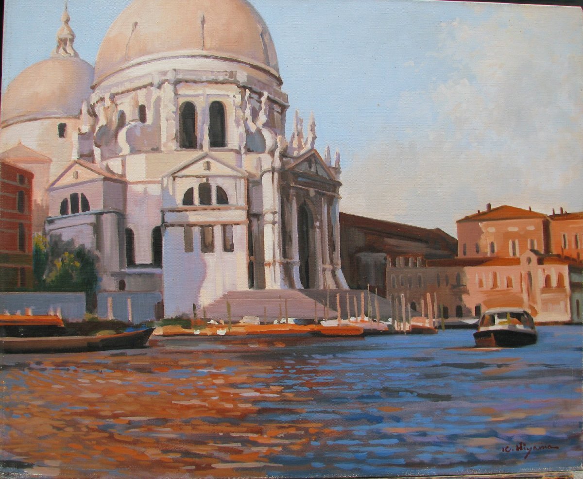 スペインの光と影,檜山健三,ゴンドラと運河風景,サムホール油彩 ベニスの運河 スペインの光と影,檜山健三,ゴンドラと運河風景,サムホール油彩