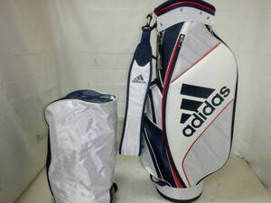 adidas★アディダス★9.0型★軽量★中古★美品★カート(WH×NV×RED)ゴルフ キャディバック