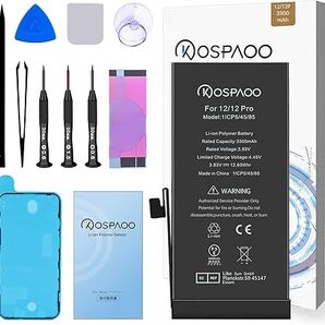 KOSPAOO for iPhone 12/12 Pro バッテリー 互換 大容量 3300mAh 17.2%増量 3.83V 交換 修理用 A2479電池 リチウムバッテリ【工具付】 1009