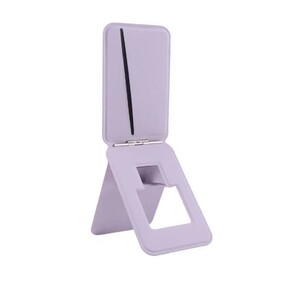 【MagSafe対応】薄型 6.9mm スマホスタンド ウォレット iPhone用 マグネット トライポッド カード収納 パープル 三脚 撮影 自撮り Web会議