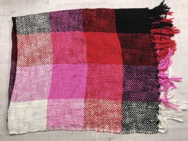 エスニック 民族 オリエンタル 小物 ブロックチェック フリンジ マルチ カバー