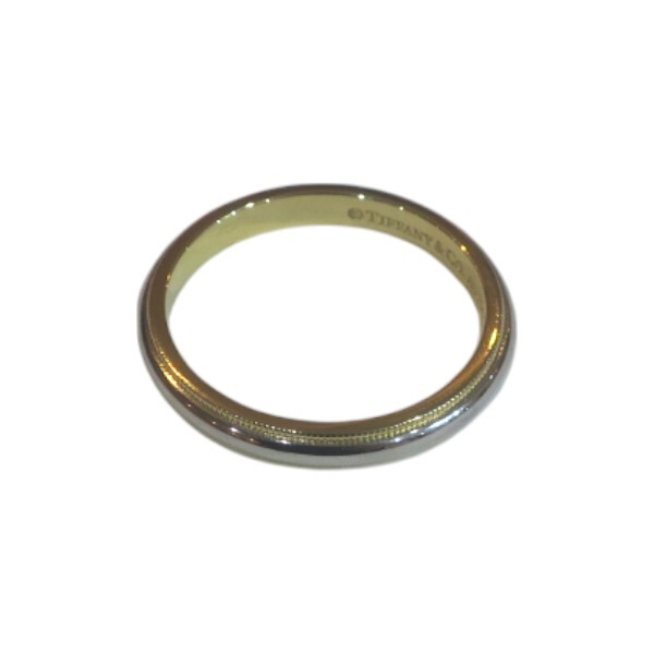 Tiffany & Co. 750YG Pt950 ミルグレイン バンド リング
