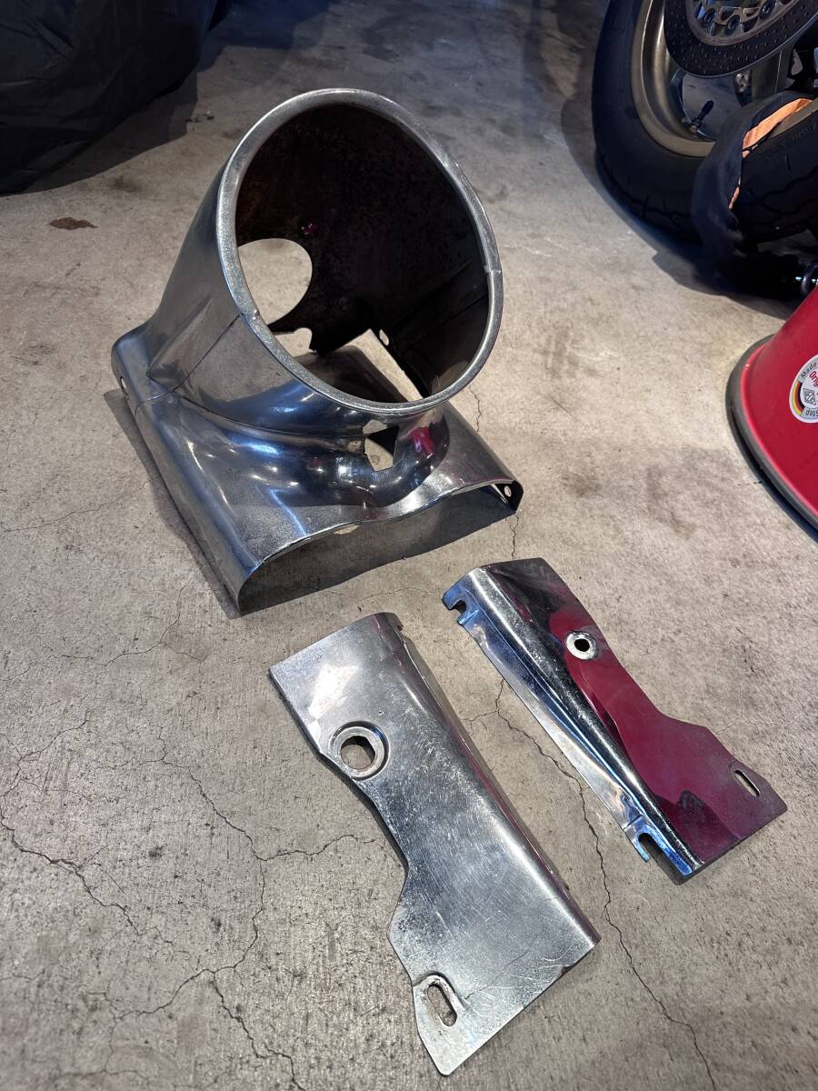 ハーレー ショベル FLH 純正 ナセル ライト バイザー付き 当時物 FLHショベル 純正 ヘッドライト ナセル