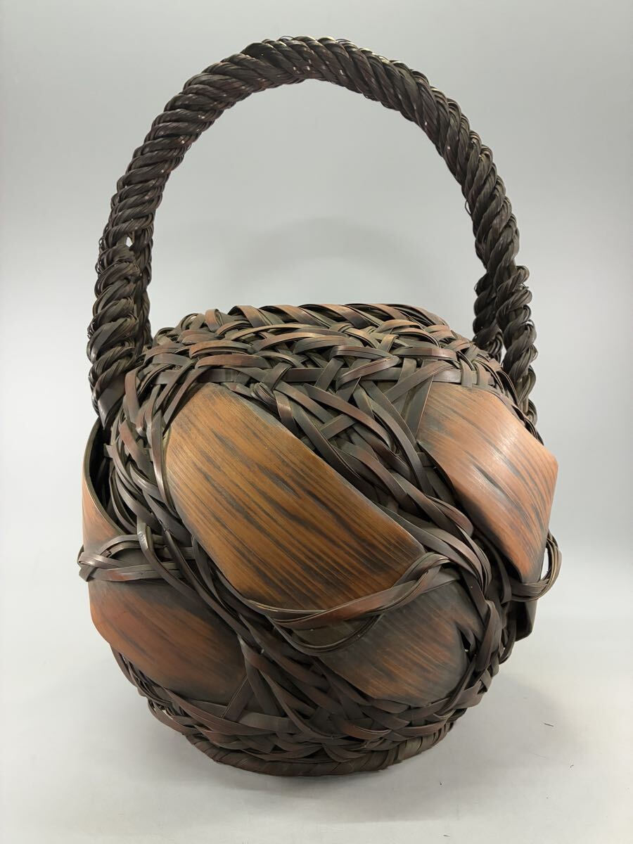 花籠　竹籠　竹かご　花竹籠　工芸品　竹細工　田辺一竹斎 Amazon.co.jp: 花籠 竹籠 竹かご 花竹籠 工芸品 竹細工 田辺一竹