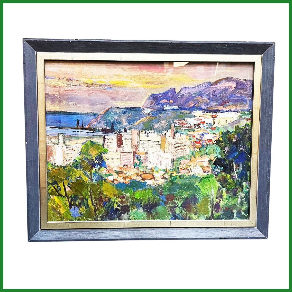 「真作」三塩雅博「ふるさと」風景画　油彩画　額装　サイン有り　F6号 真作」三塩雅博「ふるさと」風景画油彩画額装サイン有りF6号