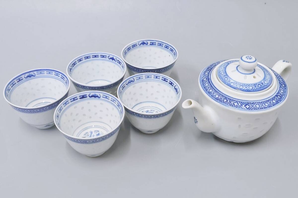 送料無料　時代物　中国景徳鎮製蛍手茶托/杯托/台杯5客 ★希少★中国古玩骨董 送料無料 時代物 中国景徳鎮製蛍手茶托/杯托/台杯5客 ☆希少