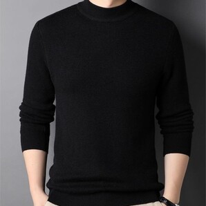 t13【 L 黒 】 ニットセーター スリム メンズ 服 長袖 ニット セーター ハーフタートルネック ゴルフウェア 通勤 通学 40代 50代 60代