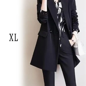 ★レディース スーツ ジャケット ゆったりカジュアル ジャケット ブラック XL