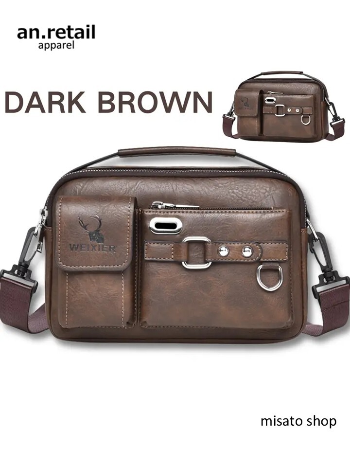 ★WEIXIER メンズ ショルダーバッグ 軽量 ビジネスカジュアル クロスボデ