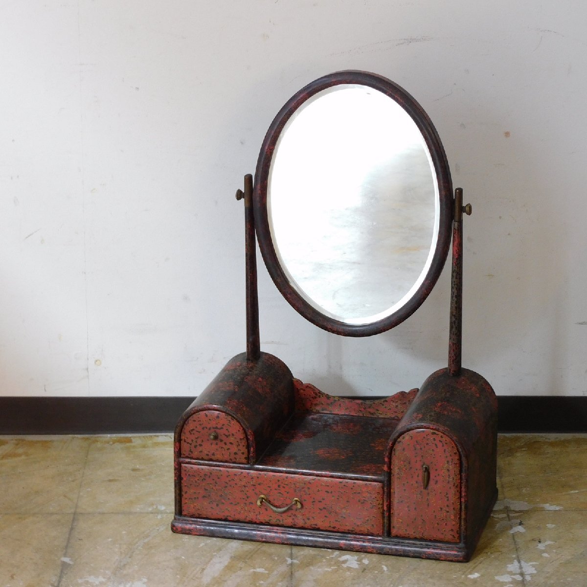 年代物　姿見　鏡台　化粧台　鏡　昭和レトロ　昭和家具　古民家 全国配送無料 昭和レトロ 鏡台 ドレッサー 姿見 民藝家具 和風