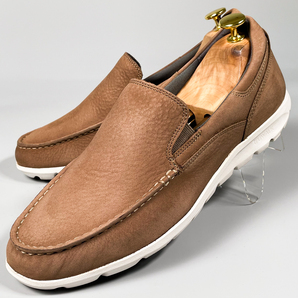 即決 ROCKPORT ロックポート ローファー ブラウン 茶色 メンズ 本革 ヌバックレザー 革靴 24.5cm ビジネスシューズ カジュアル B2510